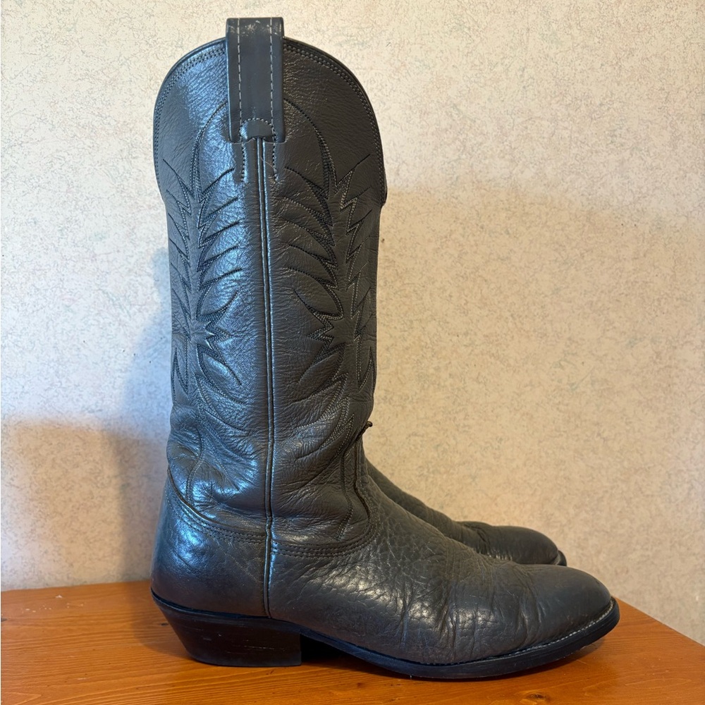 Nocona Vintage Gray Leather Bullhide Cowboy Boots Mens Size 9.5 Made in USA